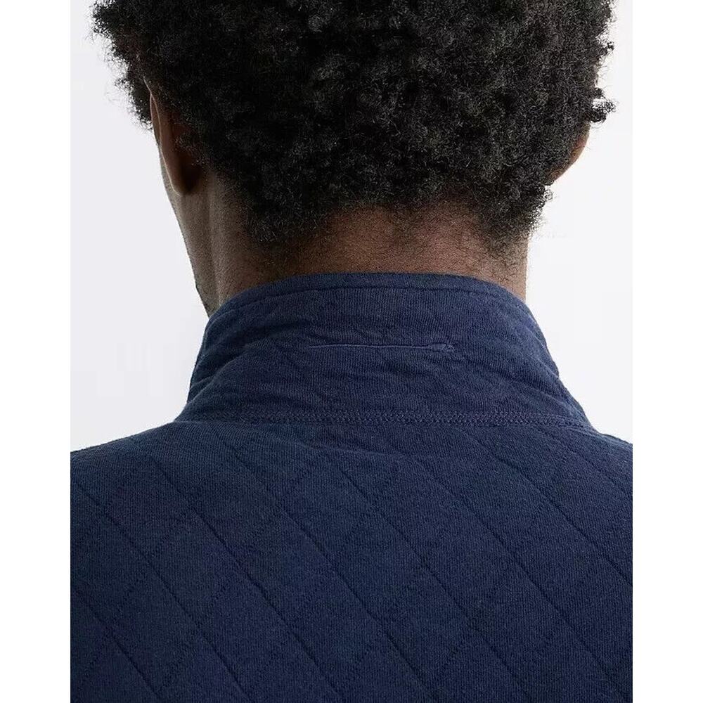 J. Crew Quilted Half Zip Pullover Colorblock BT355 Navy Blue Green Men's Medium - Picture 4 of 9